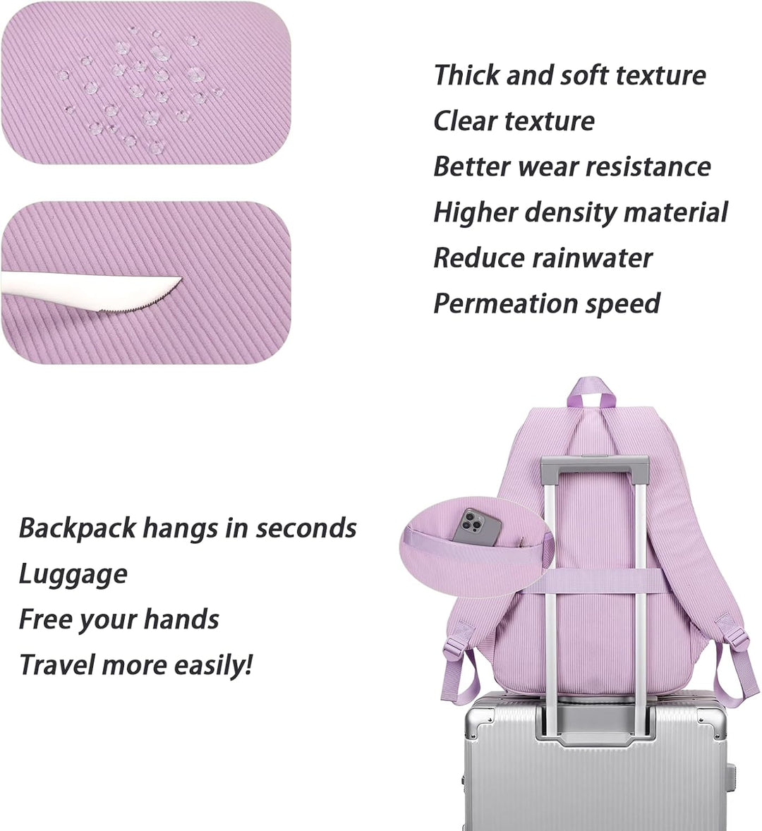 BLUWEI Mochila para laptop para niñas, mochila de pana para adolesc...