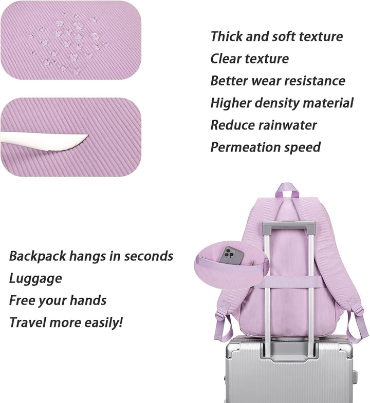 BLUWEI Mochila para laptop para niñas, mochila de pana para adolesc...