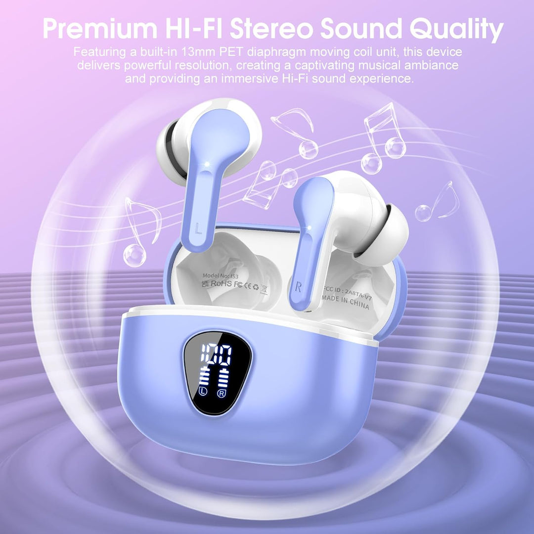 Auriculares inalámbricos, Bluetooth 5.4, estéreo de alta fidelidad,...