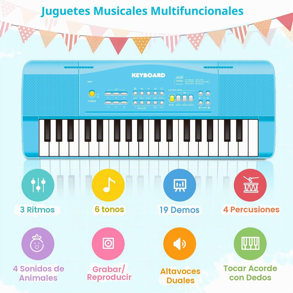 37 teclas para niños pequeños, teclado de piano eléctrico, pianos con micrófono