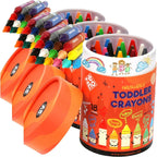 ZENO Crayones jumbo de 18 colores, no tóxicos y lavables para niños pequeños (1-3) y niños (4-8), crayones grandes fáciles de sostener, perfectos para viajes, arte y actividades de la primera infancia