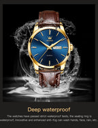 OLEVS Relojes de Cuero para Hombres, Casual, Fácil de leer, Quartz, Números, Resistente al Agua