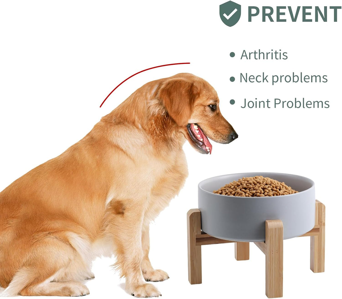 Cuenco de cerámica elevado y elevado para perros de razas pequeñas y medianas, cuenco de agua con soporte, plato de alimentación pesado antideslizante de 6 pulgadas, 3.6 tazas, 28.7 fl oz, 28