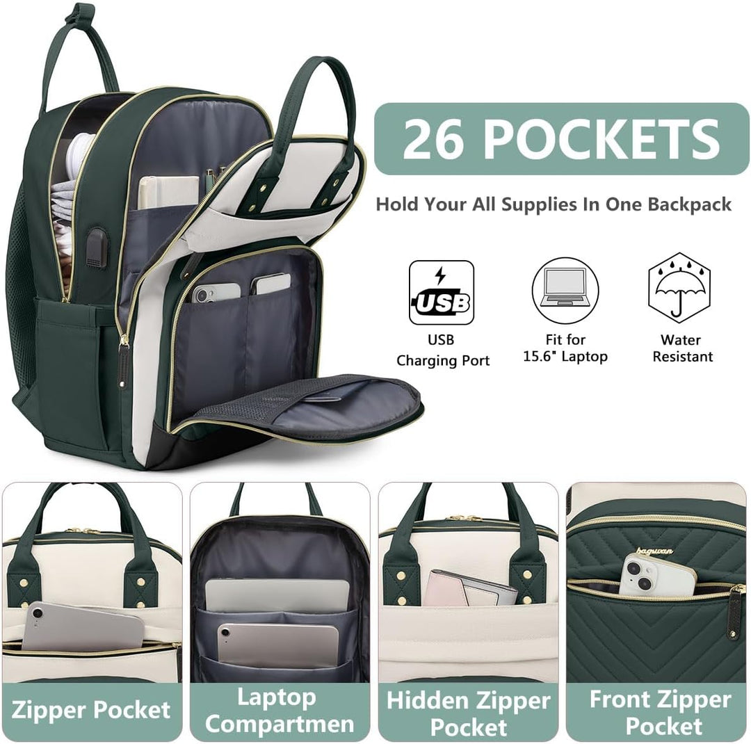 bagswan Mochila para laptop para mujer Bolsa, 15,6 pulg.