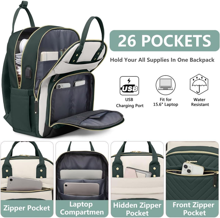 bagswan Mochila para laptop para mujer Bolsa, 15,6 pulg.