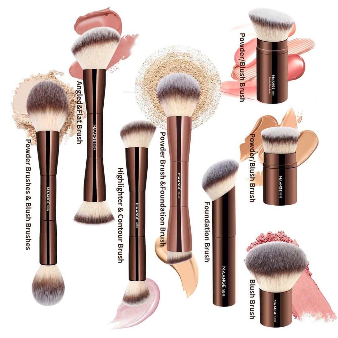 MAANGE 8 brochas de maquillaje con bolsa, pinceles de maquillaje mu...