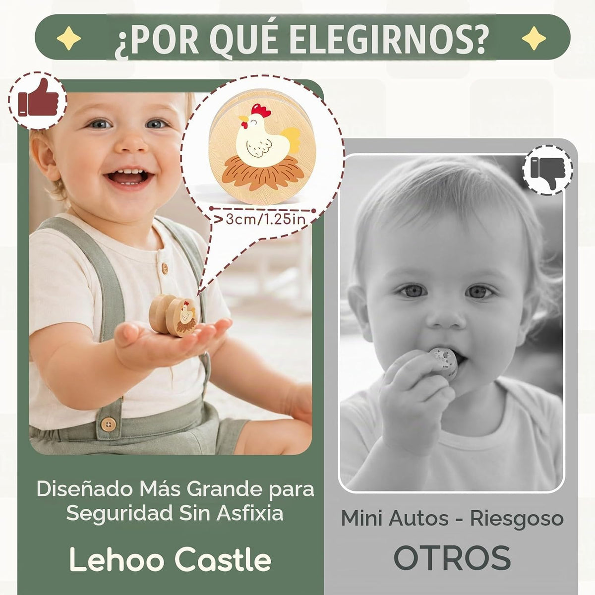 Lehoo Castle Juguetes Montessori de madera para niños de 1 año, juguete de