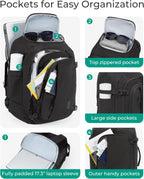 BAGSMART - Mochila de viaje de 28 L, resistente al agua, puerto USB, Rosa