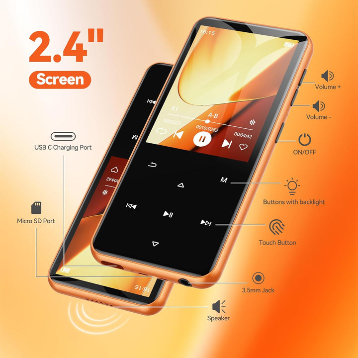 AGPTEK Reproductor MP3 de 64 GB con Bluetooth, reproductor de músic...