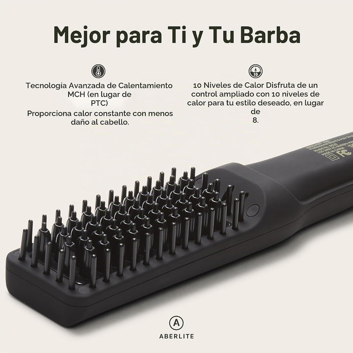 Aberlite Pro Professional - Alisador de barba y cabello, cepillo té...