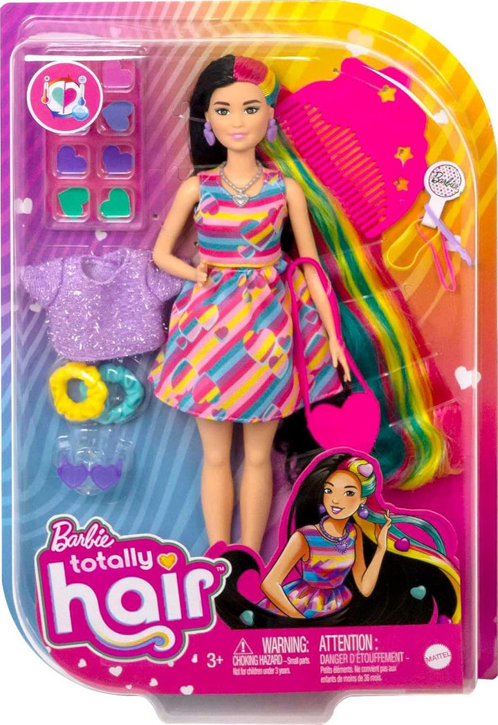 Barbie Muñeca Totally Hair, temática de corazón con cabello de fant...