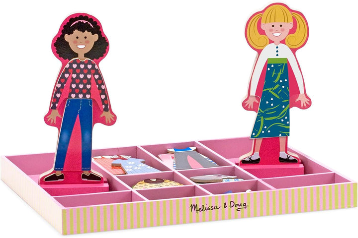 Melissa &amp; Doug Abby and Emma - Juego de muñecas magnéticas de m...