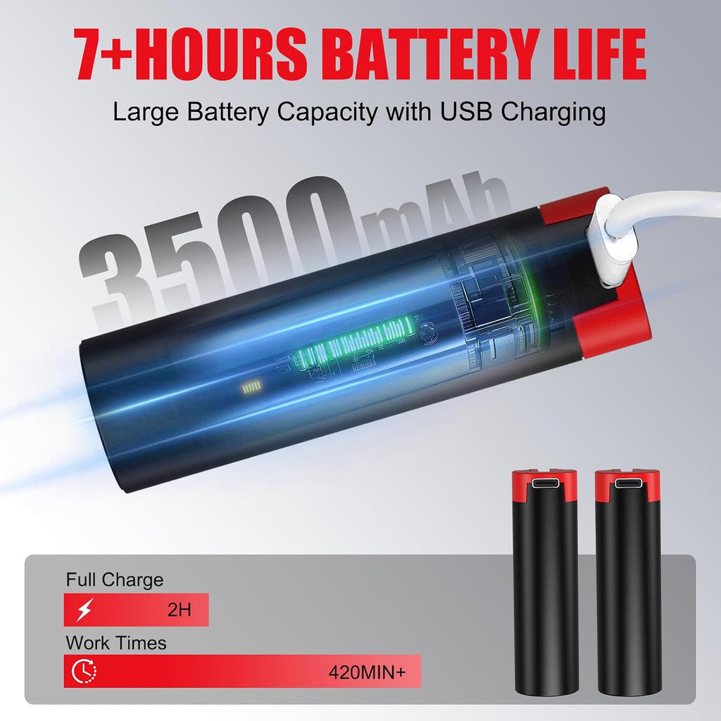 Paquete de 2 baterías de repuesto USB de 4 V y 3.5 Ah para linterna