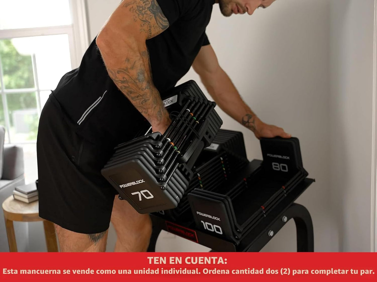 PowerBlock Pro 100 EXP - Mancuerna ajustable individual, 5-100 libras