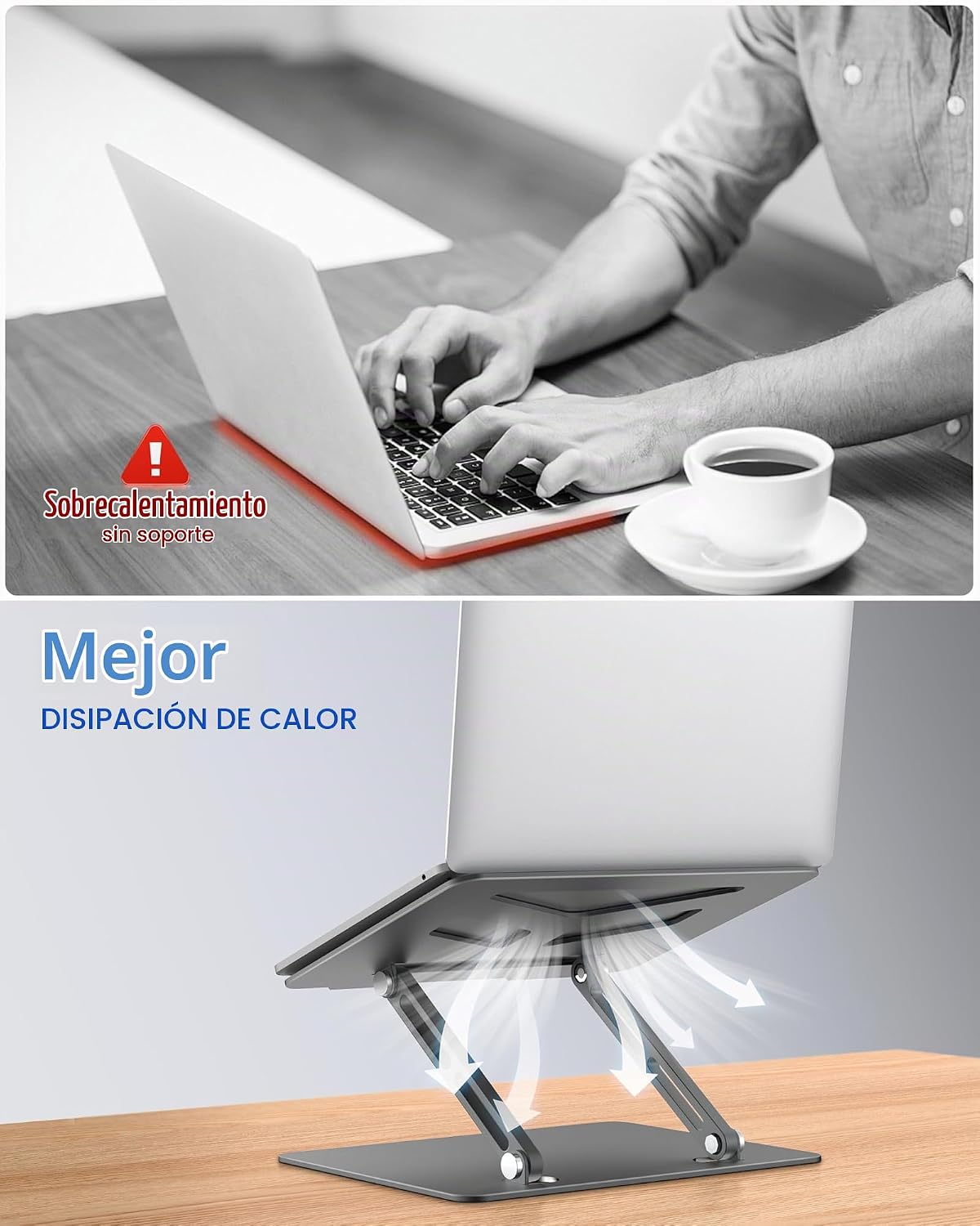JCZT - Soporte de aluminio para laptop, soporte para escritorio, so...
