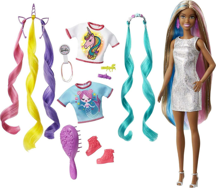 Muñeca Barbie Cabello de Fantasía y Accesorios, Cabello Largo Color...