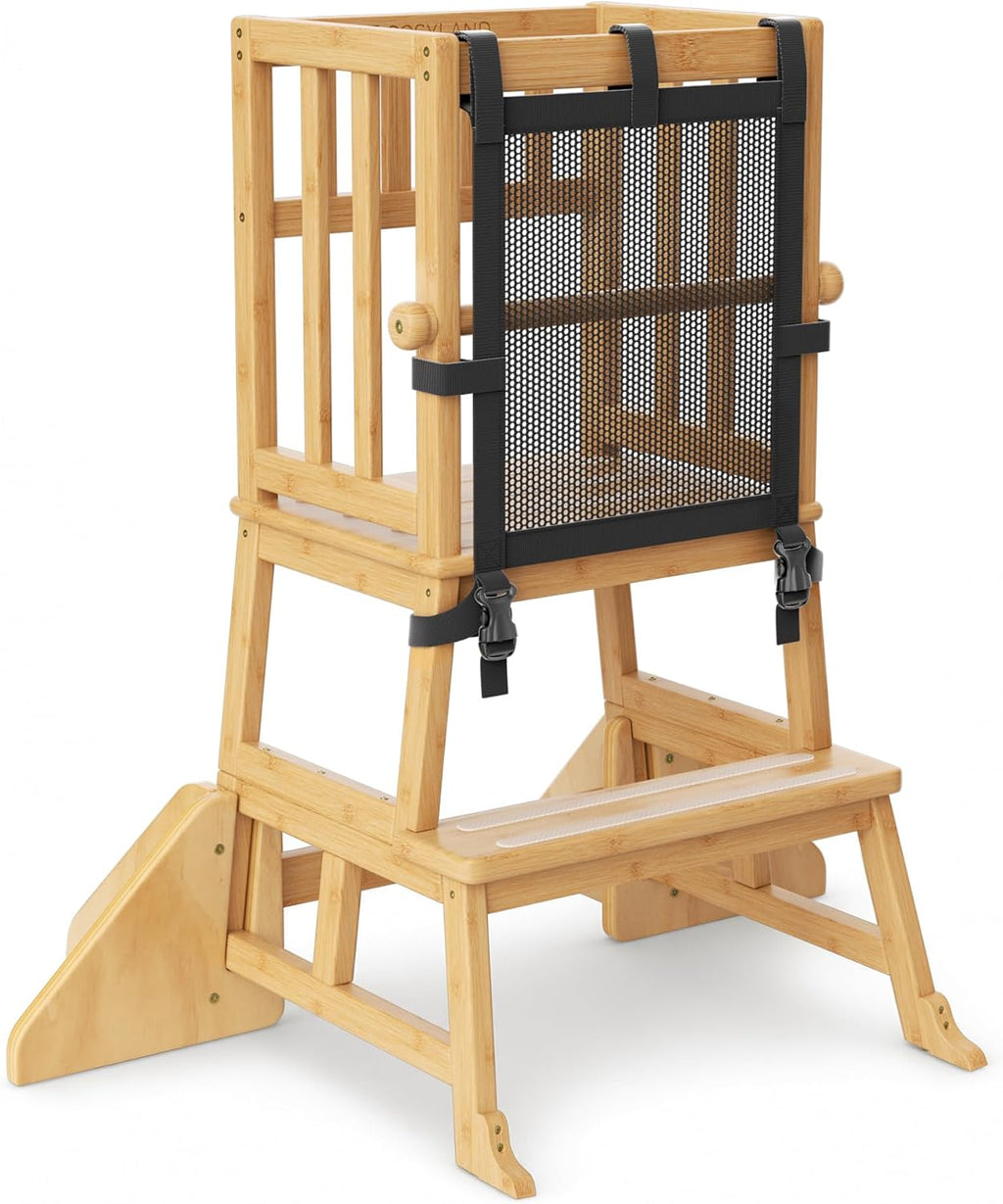 COSYLAND Taburete de cocina de madera para niños pequeños