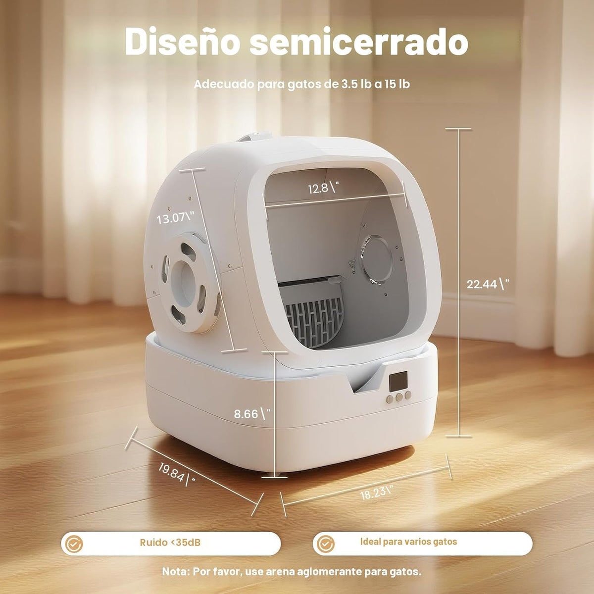 Mintakawa Caja de arena automática para gatos, control por aplicación y control de peso, ultra silenciosa, adecuada para gatos medianos y gatitos, caja de arena segura antipellizcos (requiere montaje)