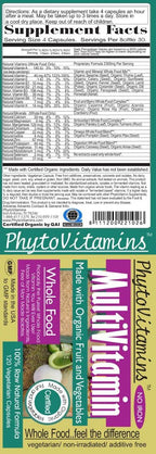 Multivitamina orgánica sin hierro (sin hierro) por PhytoVitamins