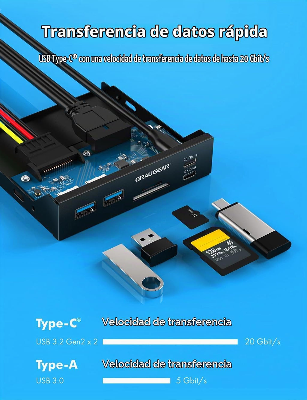 GRAUGEAR, G-MP01CR, hub USB 3.2