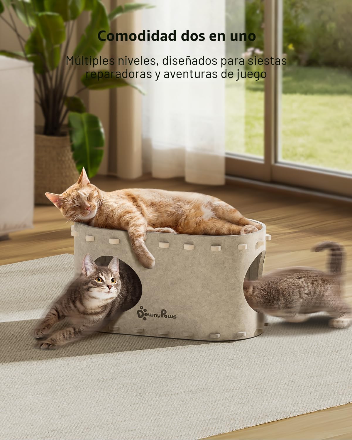 DownyPaws Casa para gatos de interior, cueva Peekaboo Cat Bed Cave