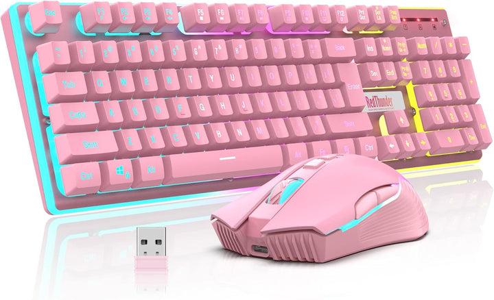 RedThunder K10 - Combo de teclado y ratón inalámbricos para juegos,...
