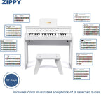 ZIPPY Piano infantil iluminado de 37 teclas con panel de control táctil