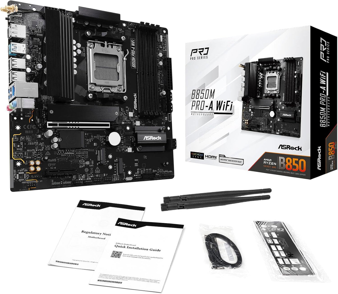 ASRock AMD B850M Pro A WiFi 6E Socket AM5 Ryzen Serie 9000\/8000\/7...