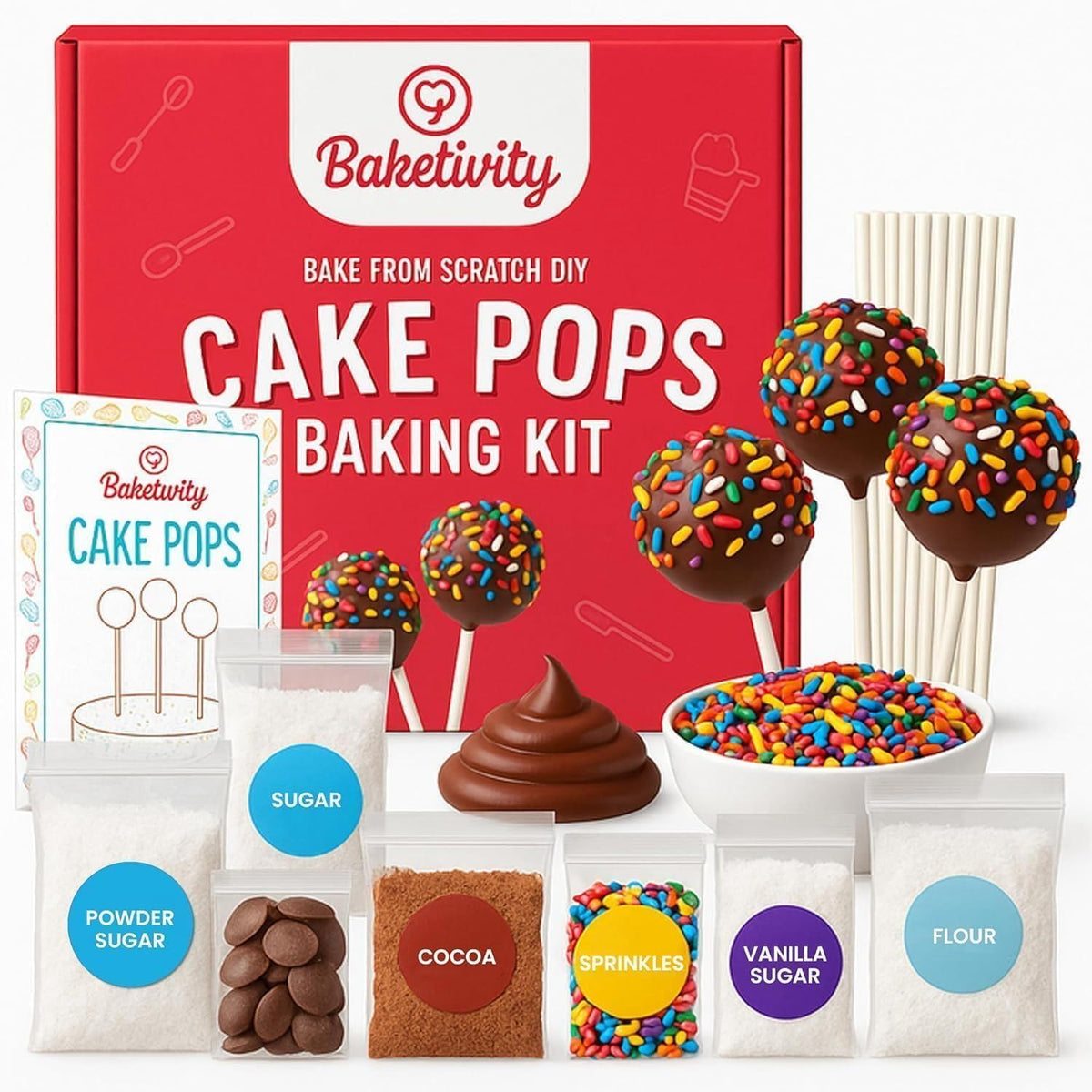 Baketivity Kit para Hornear Cake Pops para Niños con Ingredientes Pre-medidos