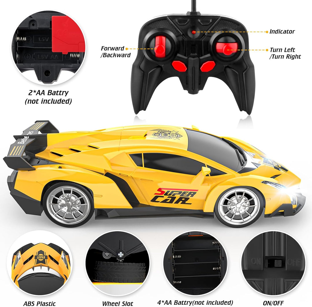 Growsland Coche de control remoto, autos RC para niños 1:18, auto e...