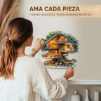 WOODBESTS Rompecabezas de madera para adultos (195 piezas, M, 11.4 * 11.4 pulgadas), rompecabezas de madera Casa del Zorro para adultos, rompecabezas únicos de animales de madera, juego familiar y