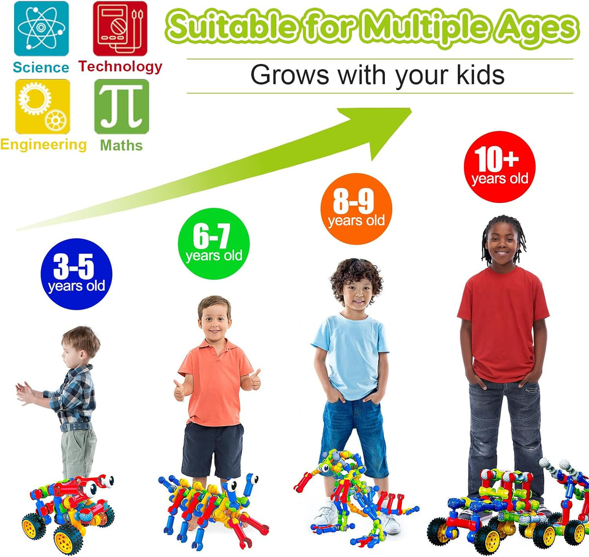 Juguetes de construcción STEM para niños de 3, 4, 5, 6