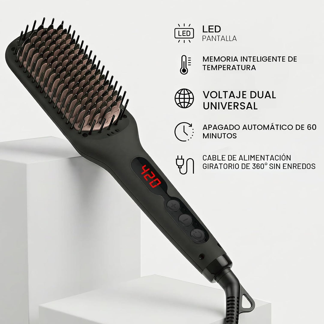 MEGAWISE - Cepillo alisador de cabello, cepillo de cerámica iónica...