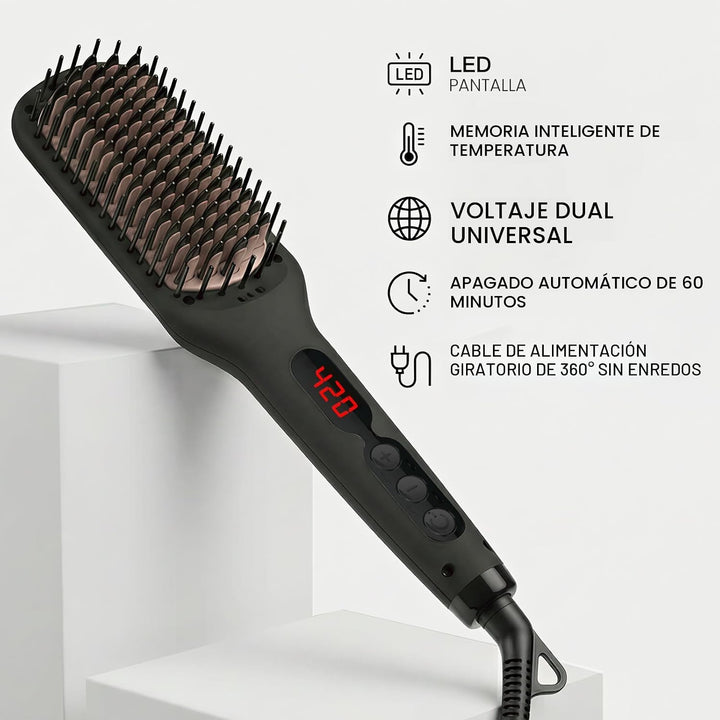 MEGAWISE - Cepillo alisador de cabello, cepillo de cerámica iónica...