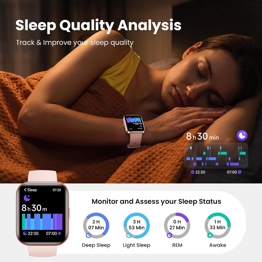 Relojes inteligentes para mujer Android iPhone, reloj inteligente HD de 1.8 pulgadas con Alexa integrado, llamadas Bluetooth, IP68 impermeable, batería de 7 días