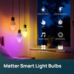 Linkind Matter - Bombilla LED E12, bombillas inteligentes de color candelabro, paquete de 4