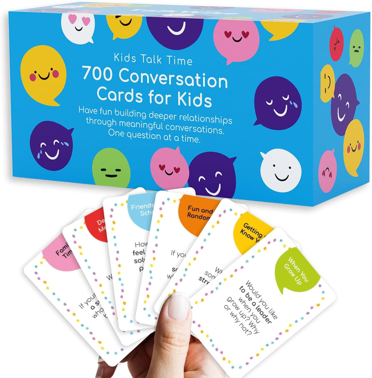700 tarjetas de conversación para niños, divertidas tarjetas de inicio de conversación para niños, adolescentes, noche familiar, cena, juegos de conversación, codificados por colores en 6