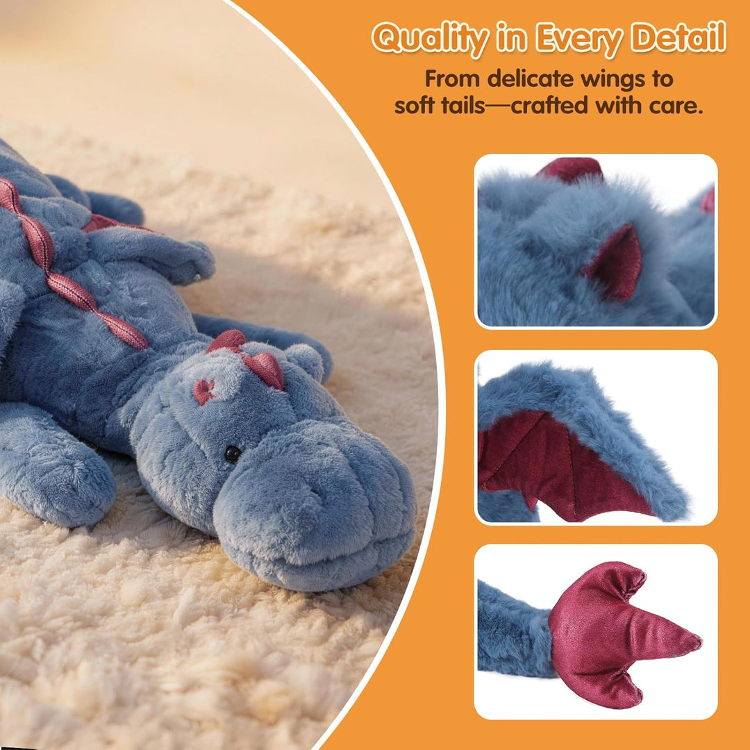 Yulevxnv Peluche de dragón pesado de 10 libras, almohada de felpa p...