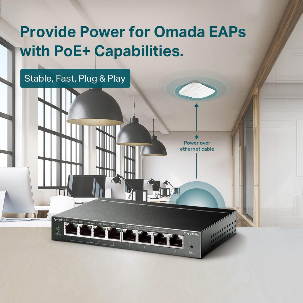 TP-Link TL-SG108PE V3, conmutador PoE administrado inteligente fácil