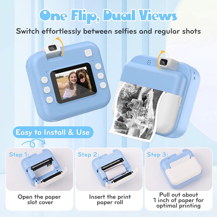 Cámara para niños con impresión instantánea: cámara digital con len...