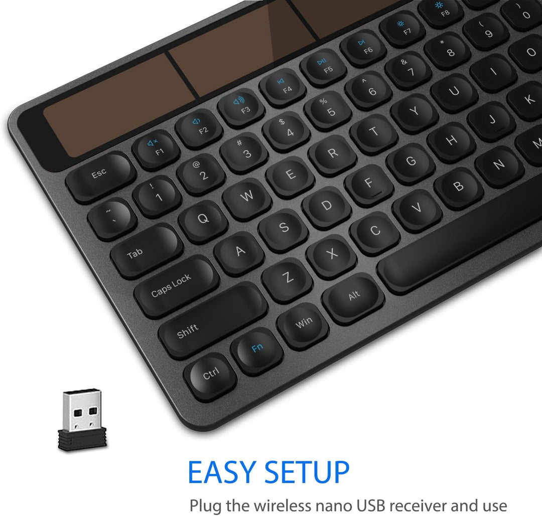 Arteck Teclado Solar Inalámbrico de Tamaño Completo, Teclado de Rec...