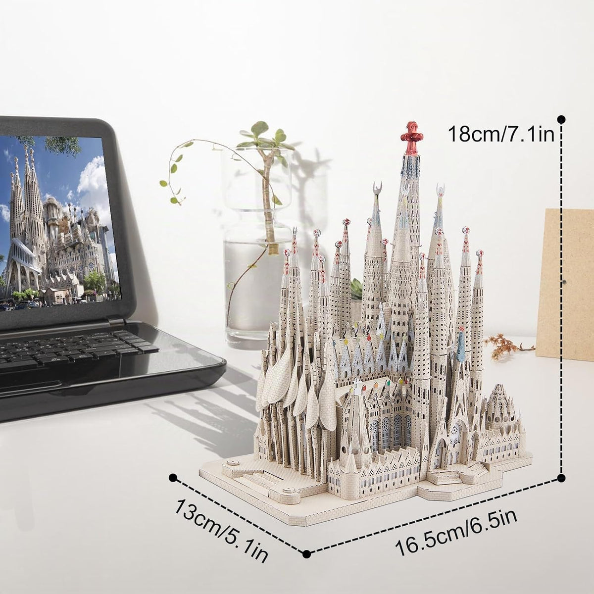 Piececool Rompecabezas de metal 3D para adultos y adolescentes, kit de modelo de metal de La Sagrada Familia, manualidades de bricolaje para adultos, catedral española, juego de construcción de arquitectura, 450 piezas