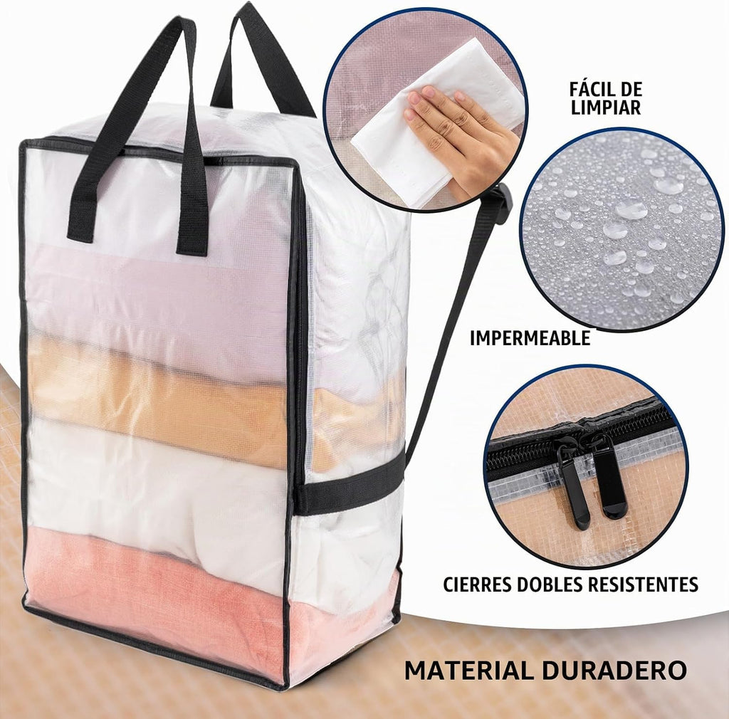 TAILI Paquete de 4 bolsas de mudanza transparentes con correas de mochila ajustables, suministros de mudanza, alternativa de cajas de mudanza, contenedores de almacenamiento resistentes para embalaje
