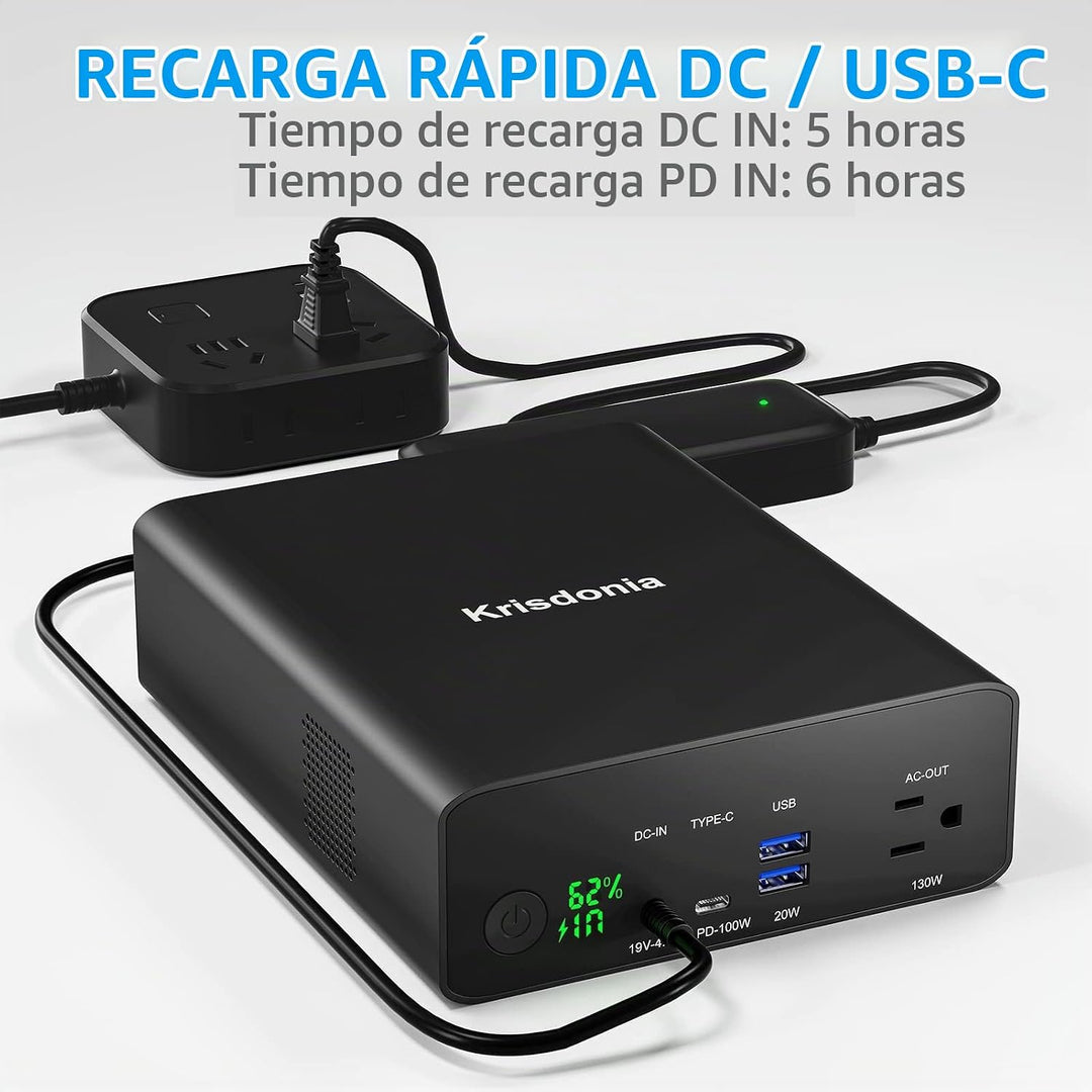 Krisdonia Banco de energía con toma de CA, cargador portátil para l...