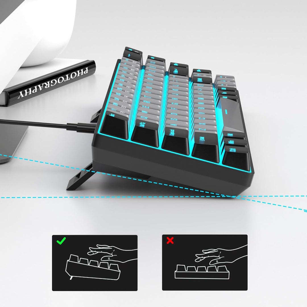 MageGee MK-Box - Teclado portátil 60% mecánico para juegos, retroil...