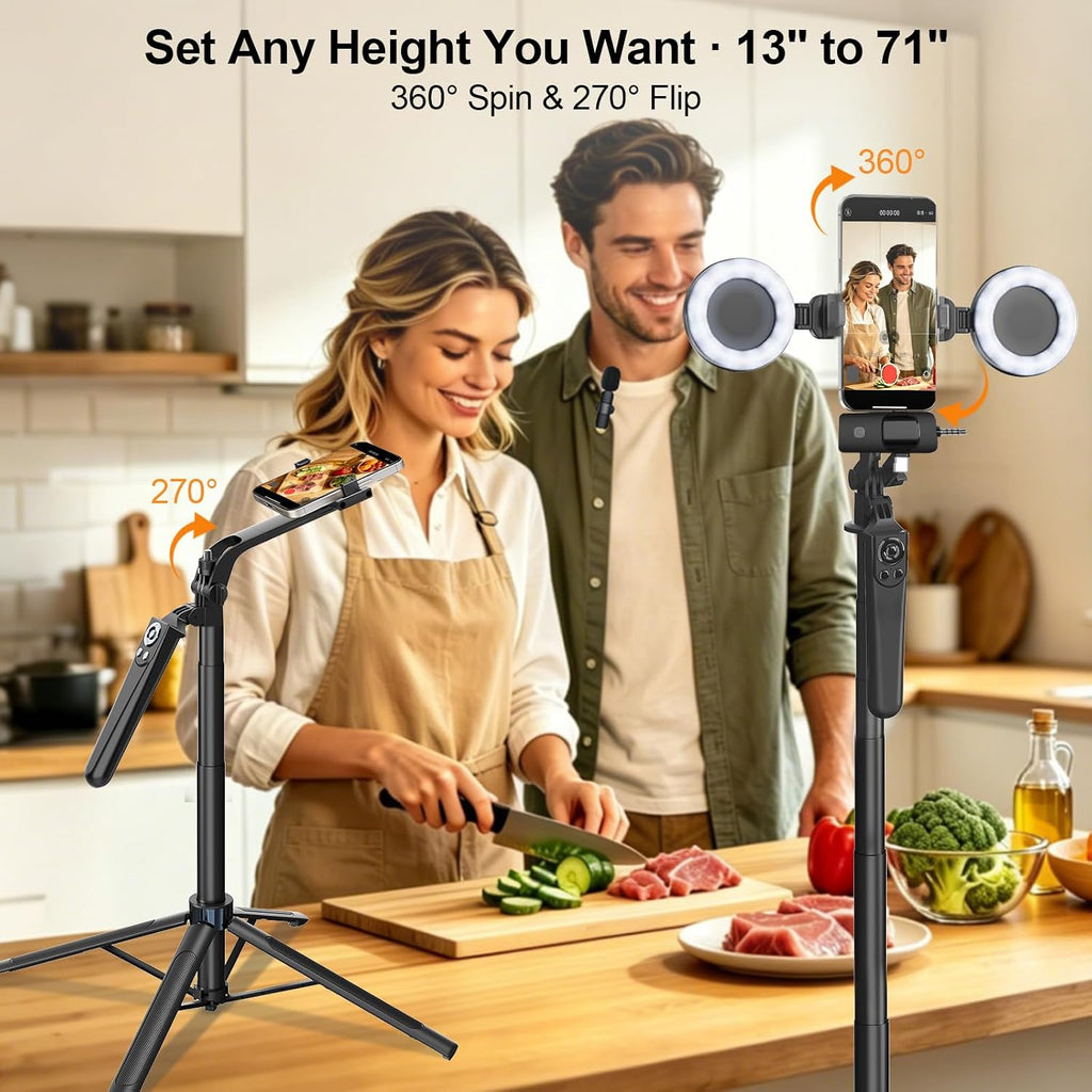 Content Creator Essentials Kit de vlogging para iPhone, trípode y micrófono