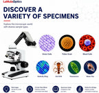 Microscopios 40X-2000X para estudiantes adultos, kit completo de microscopio con diapositivas y adaptador de teléfono