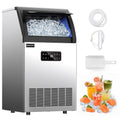 EUHOMY Máquina de hielo comercial, 120 libras/24 horas, máquina de hielo de acero inoxidable debajo del mostrador con filtro de agua, capacidad de almacenamiento de 33 libras, 45 cubos en 8-12 minutos