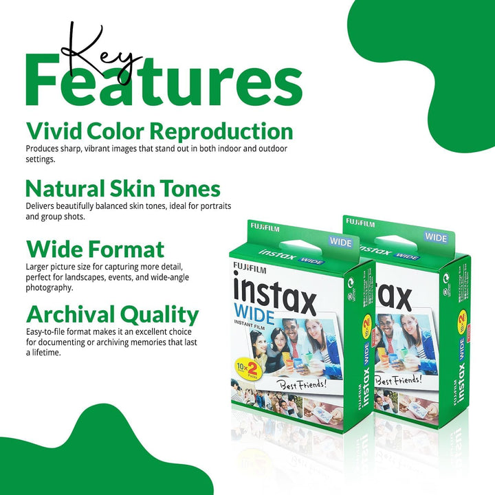 Fujifilm Película instantánea ancha Instax (40 exposiciones) + álbu...