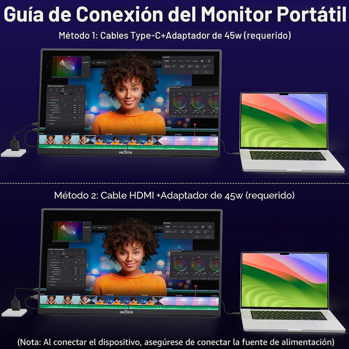 InnoView - Monitor portátil grande de 23.8 pulgadas 2K 100Hz ∆E<...